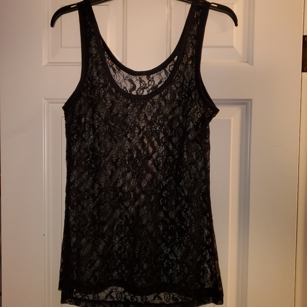 Sheer black lace tank
